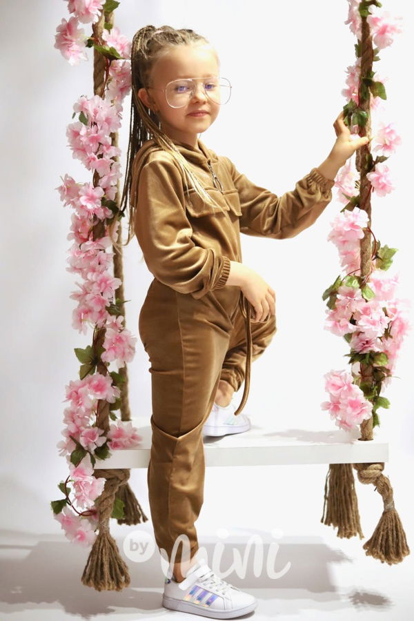 Velurový comfy overal honey