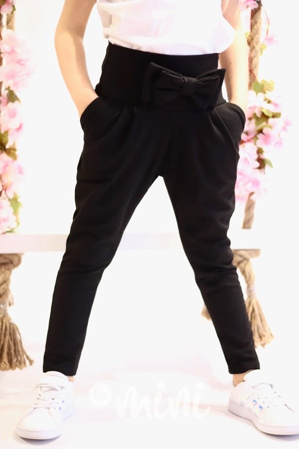 Bavlněné kalhoty s mašličkou black