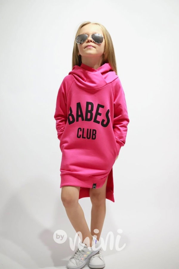 BABES hoodie mikinová tunika malinová