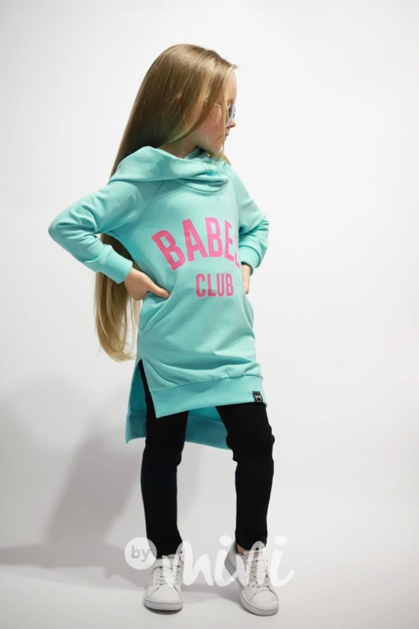 BABES hoodie mikinová tunika mint