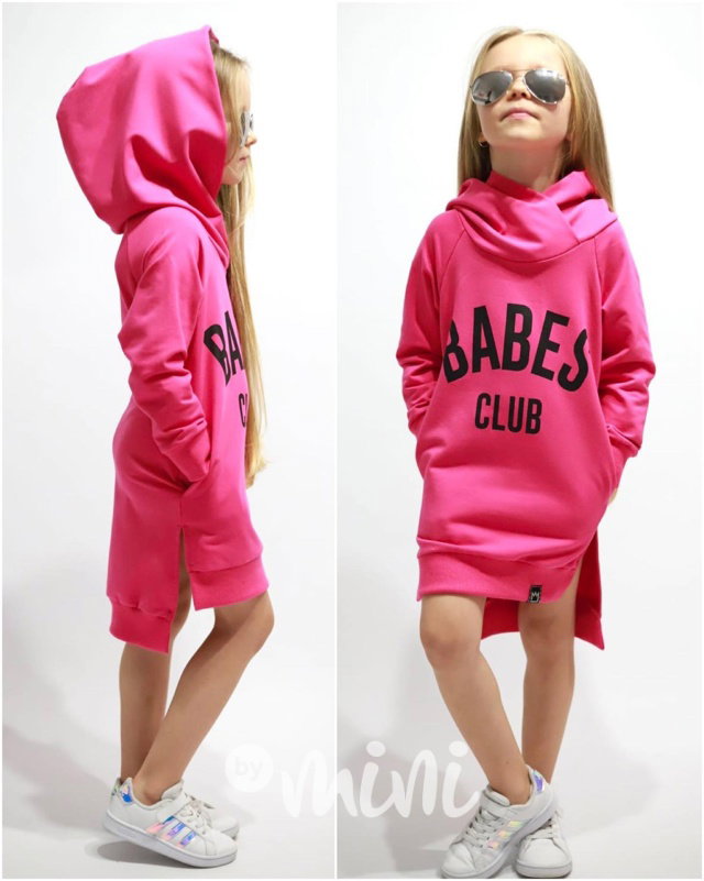 BABES hoodie mikinová tunika malinová