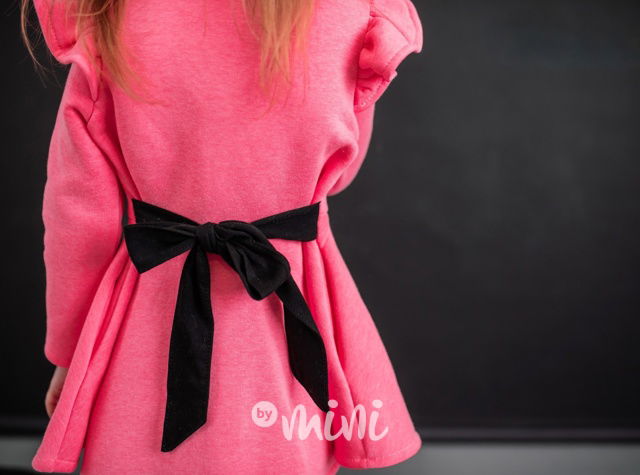 Teplý mikčokabátek na zavazování neon pink