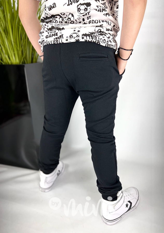 Jogger kalhoty s knoflíčky černé