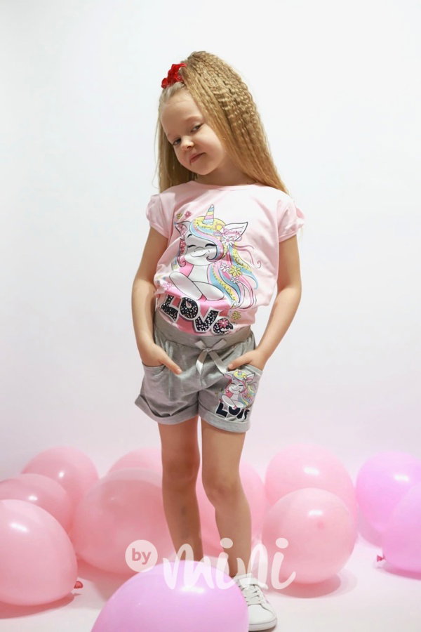 LOVE summer set pink/grey