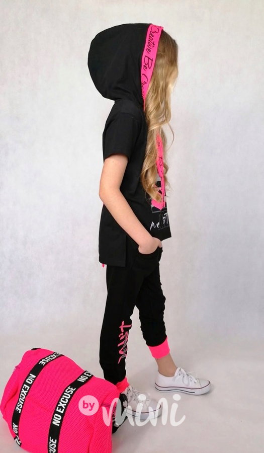Hoodie triko black/neon