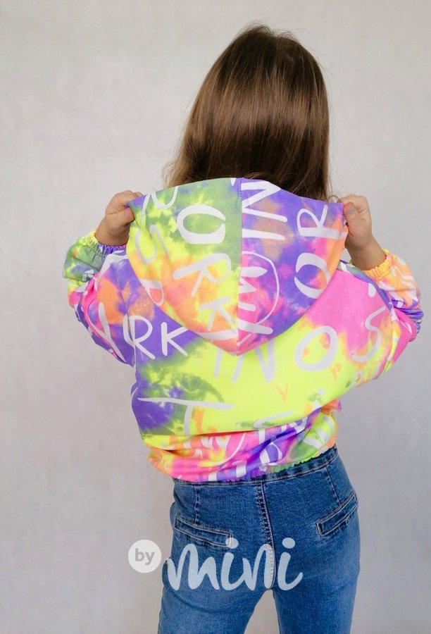 Neon ombre jarní crop bunda lila