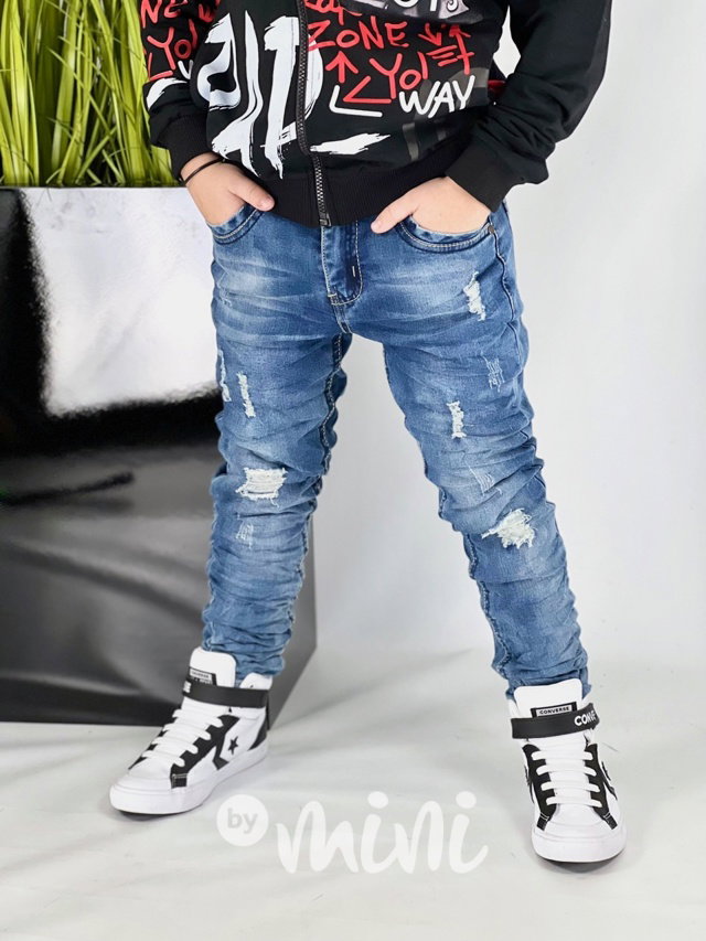 Ripped blue jeans