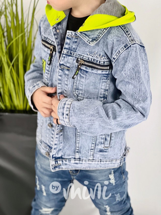 Jeans hoodie bunda s kapucí