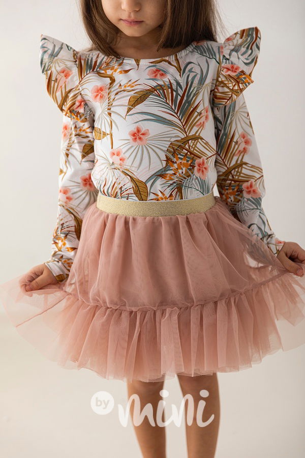 Pudder pink/Gold maxi tutu tyl sukně Lily Grey