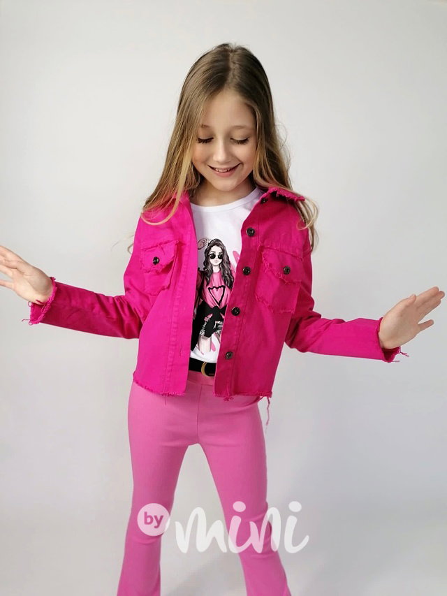 Amarantová jeans bunda