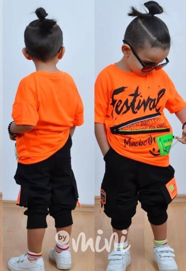 FESTIVAT triko + tepláky neon orange/black