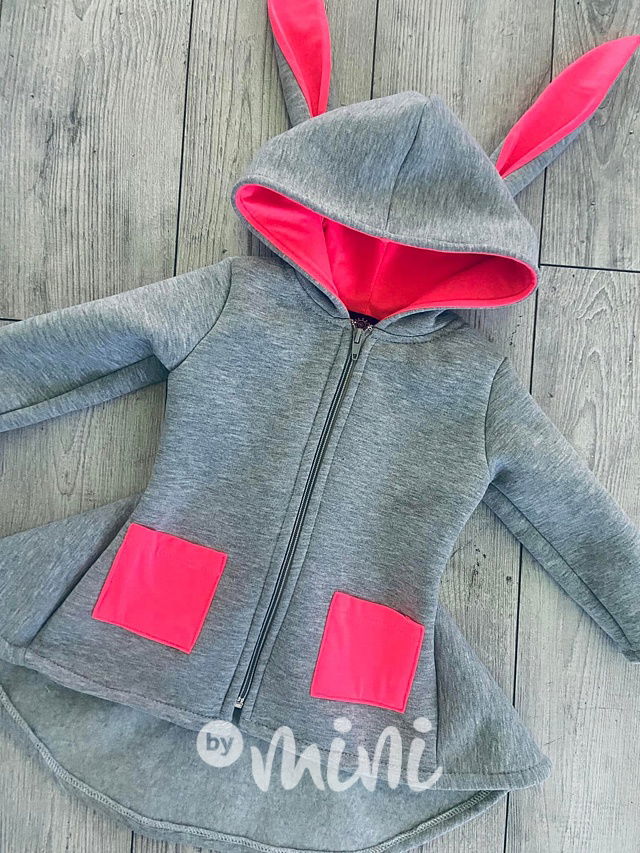 Bunny mikča warm grey/neon pink