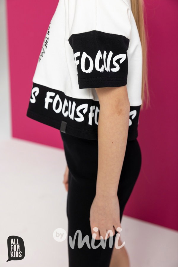 FOCUS crop blůzka cream/black