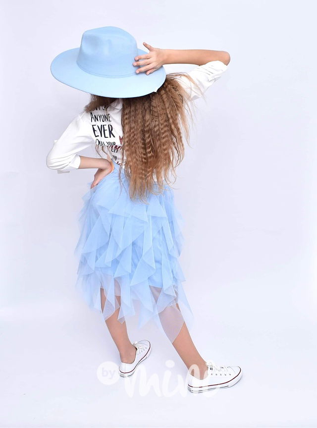 MIDI tylová sukně laguna blue