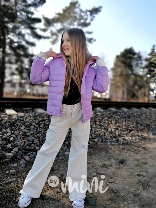 Oboustranná  jarní bunda lila rainbow