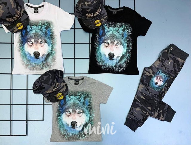 WOLF 3-dílný army komplet s kšiltem white