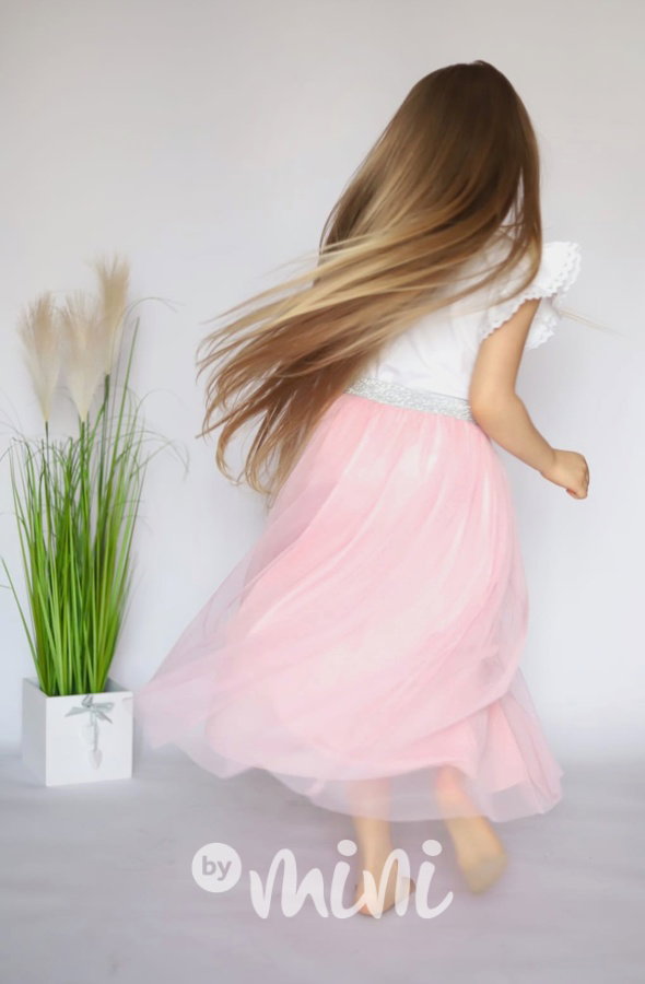 Tylová MIDI sukně pink - dlouhá spodnička