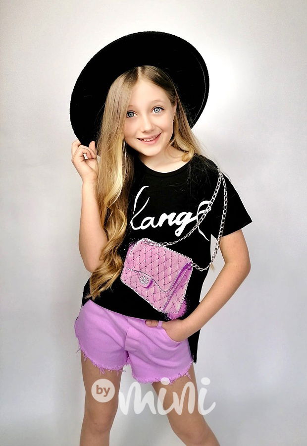 Lila jeans kraťasy s páskem