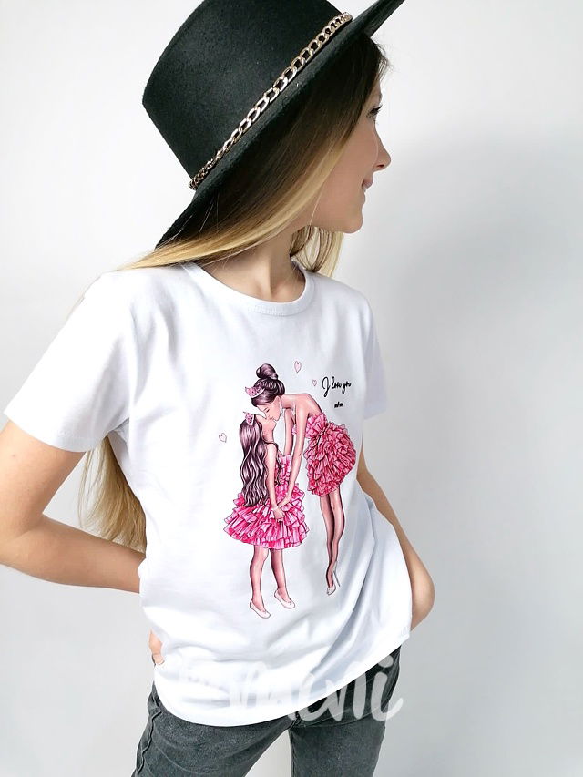 Love you mom triko white/dark pink