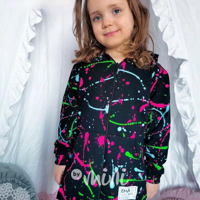 NEON splash mikina na zip LONG