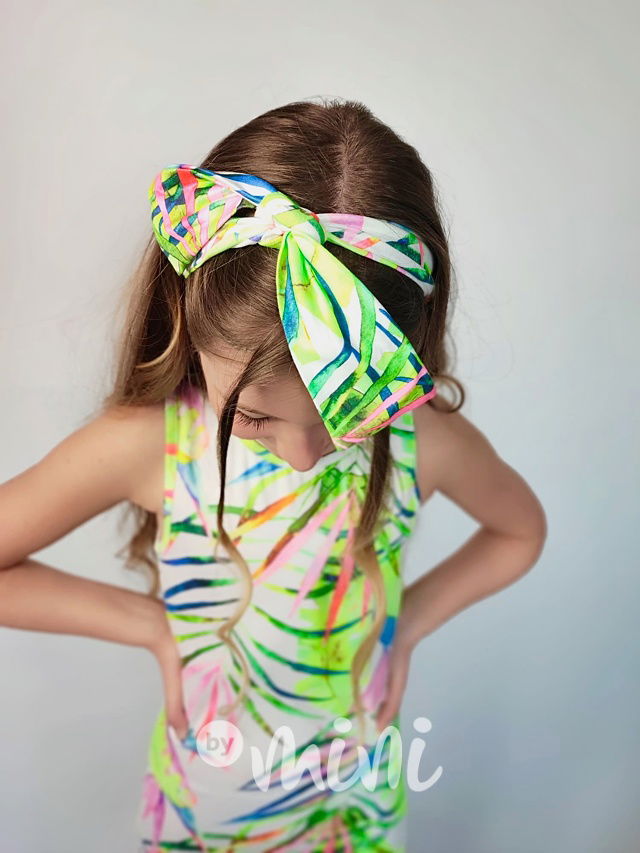 Letní neon tropic šaty s čelenkou