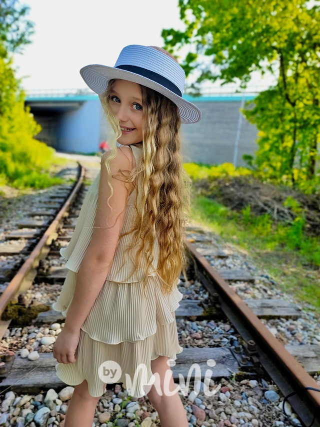 Gatsby frill šaty s řetízkem béžové