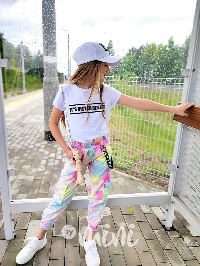 Rainbow ombre kalhoty s laclem