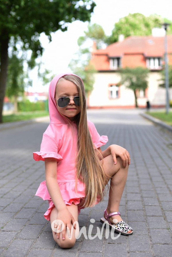 Letní šortkový frill set pink
