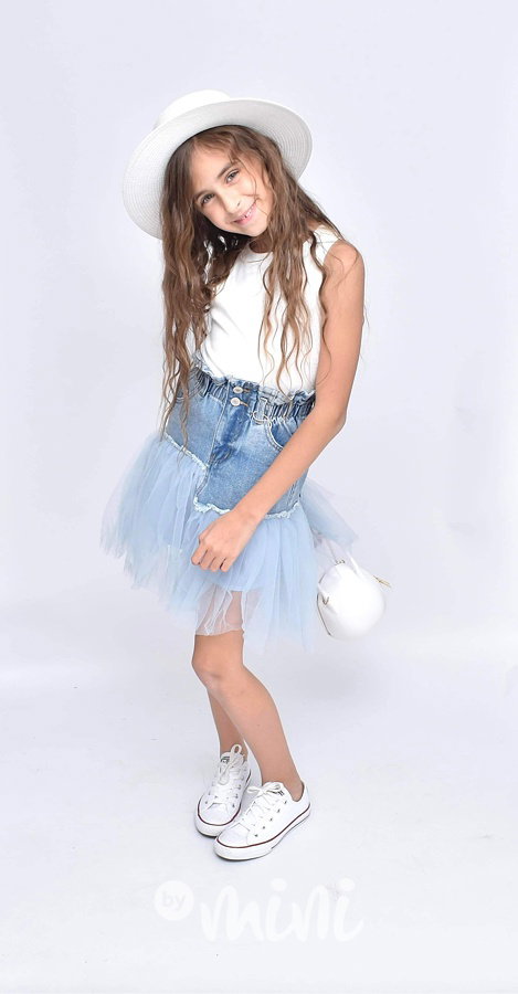 Blue jeans sukně s tylem
