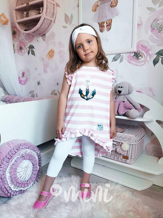Marine pruhovaná tunika pink