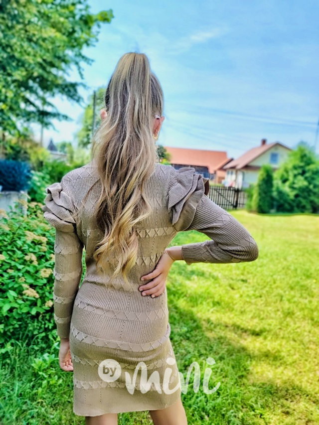Svetříkové šaty Freya béžové