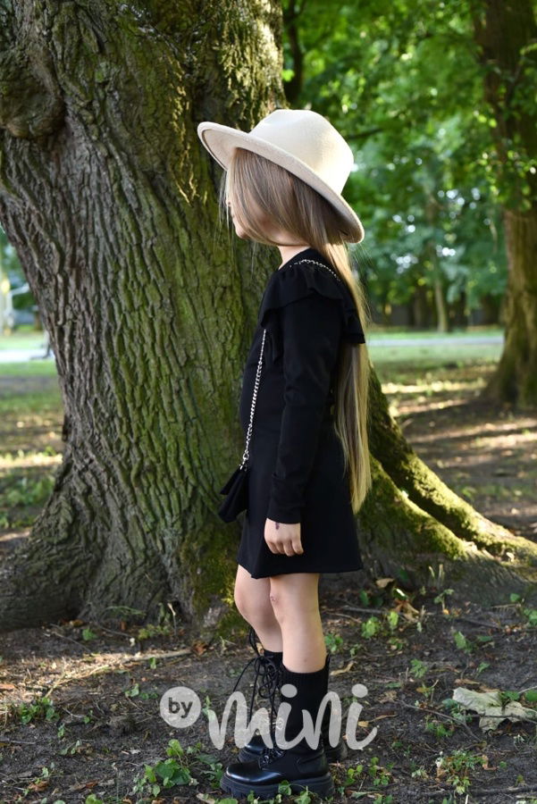 Žebrované stretch šaty s kabelkou černé