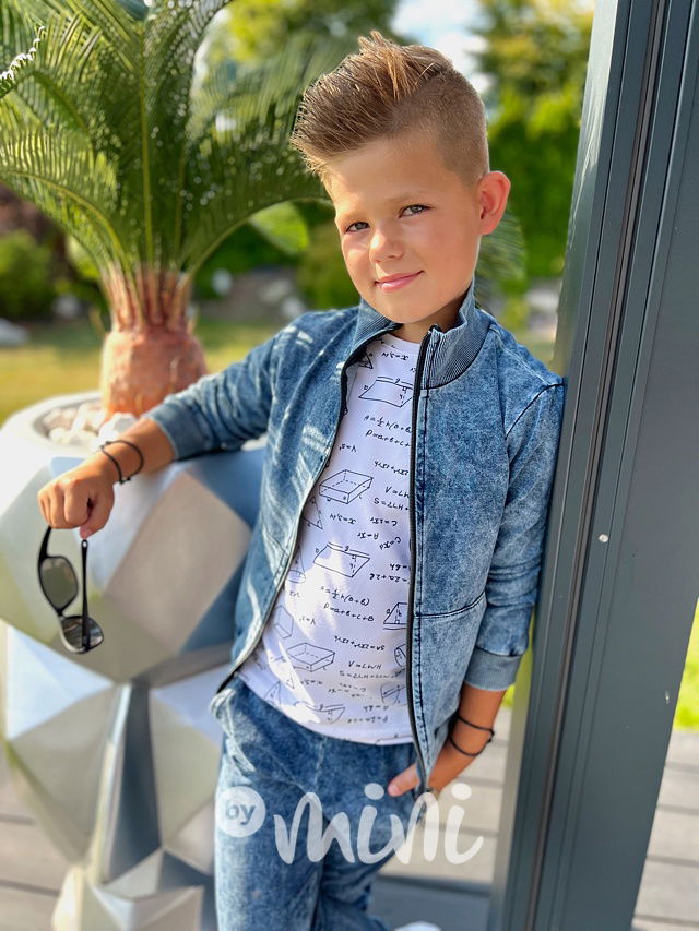 Acid wash denim mikina blue