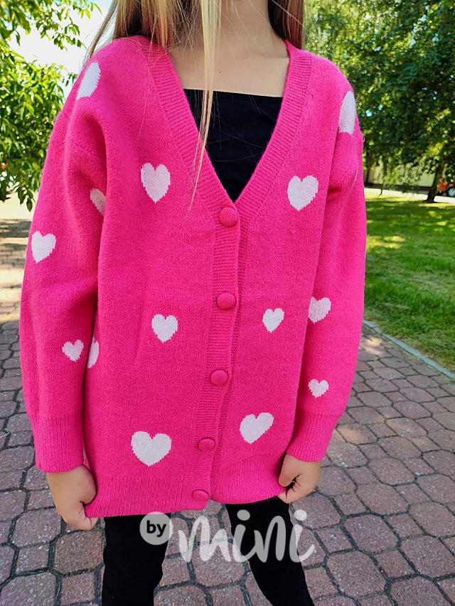 Srdíčkový long svetřík růžový