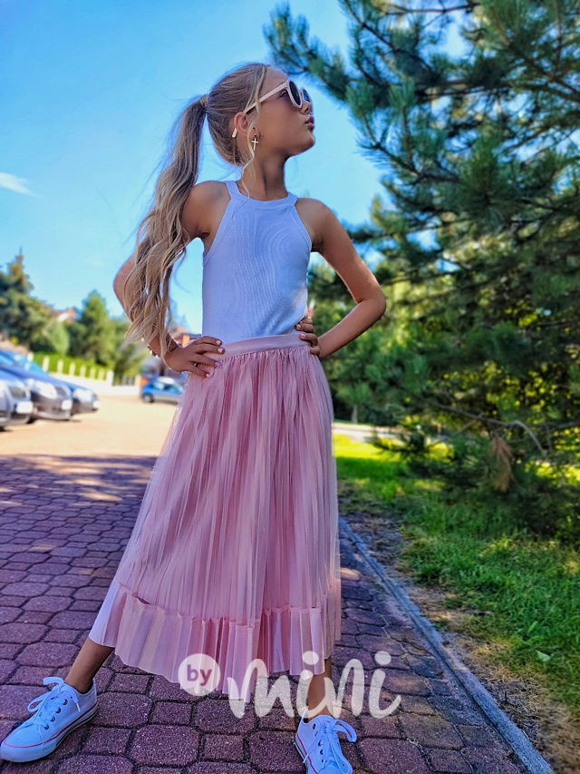 Plisovaná midi sukně růžová