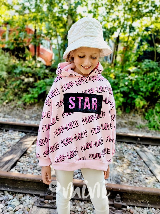 Flísová mikina STAR s flitry pink