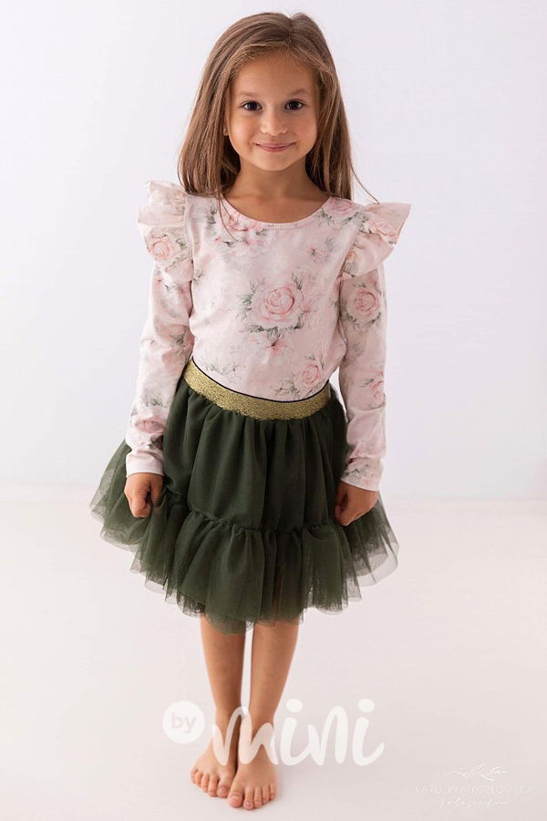 Khaki maxi tutu tyl sukně Lily Grey