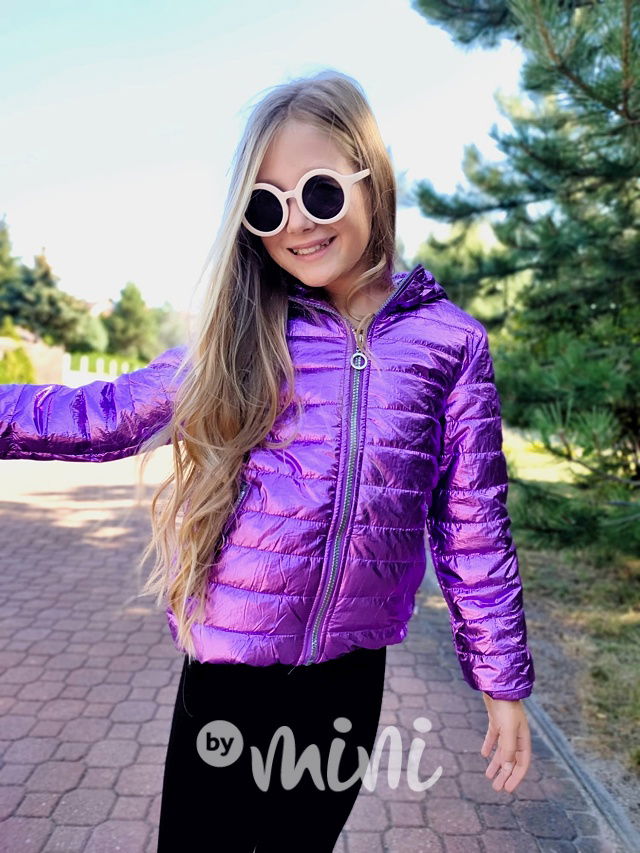 Lila metalická přechodová bunda