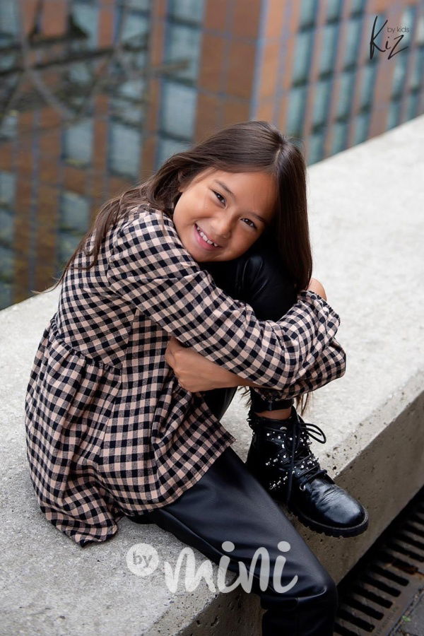 Kiz Premium karo košilová tunika black/beige