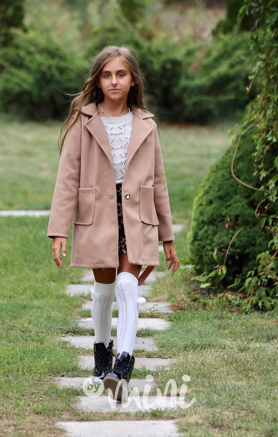 Flaušový sporty kabát beige