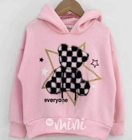 Vyteplená mikina Teddy bear pink