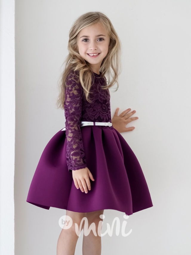 Dívčí slavnostní a sváteční šaty s dlouhým rukávem balónovou sukní