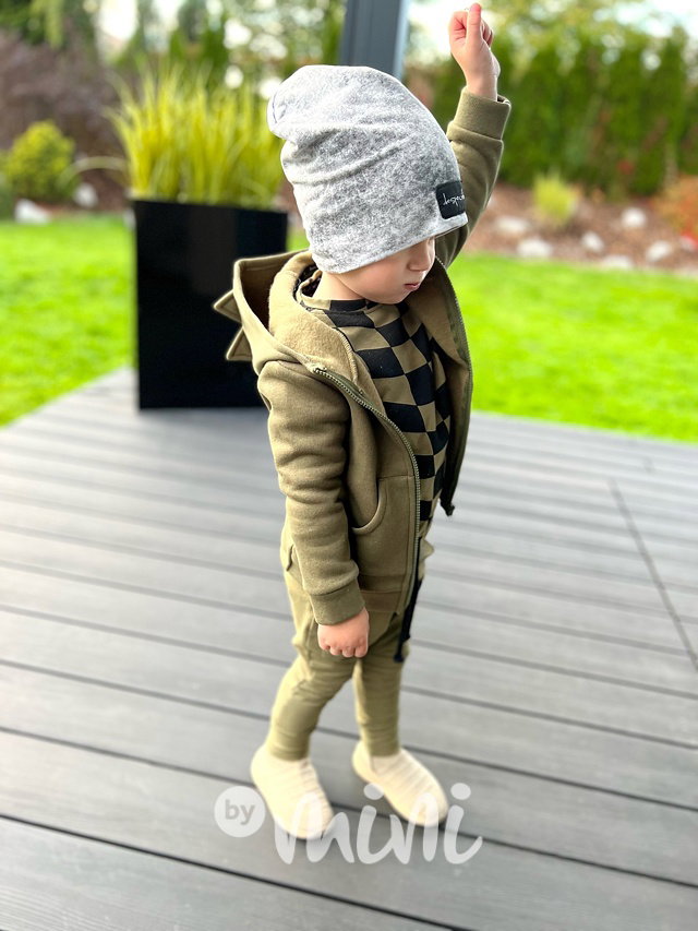 DESPACITO zateplená dino mikina khaki