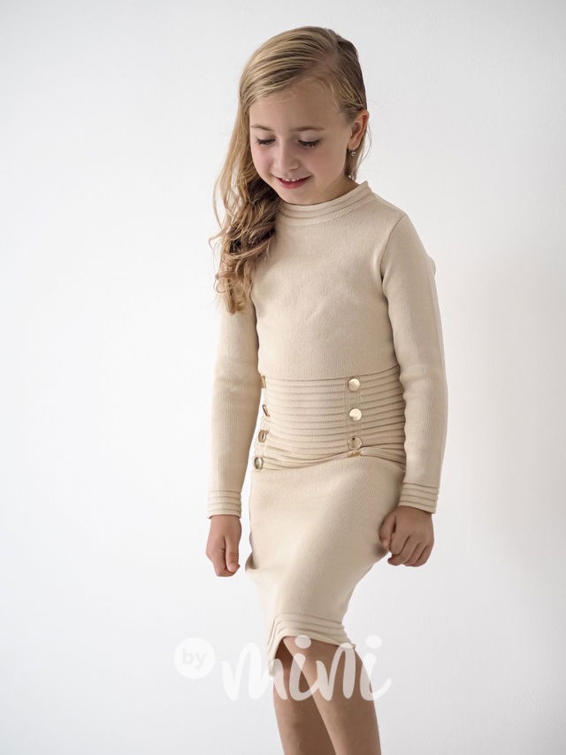 Svetříkové super stretch mini šaty béžové