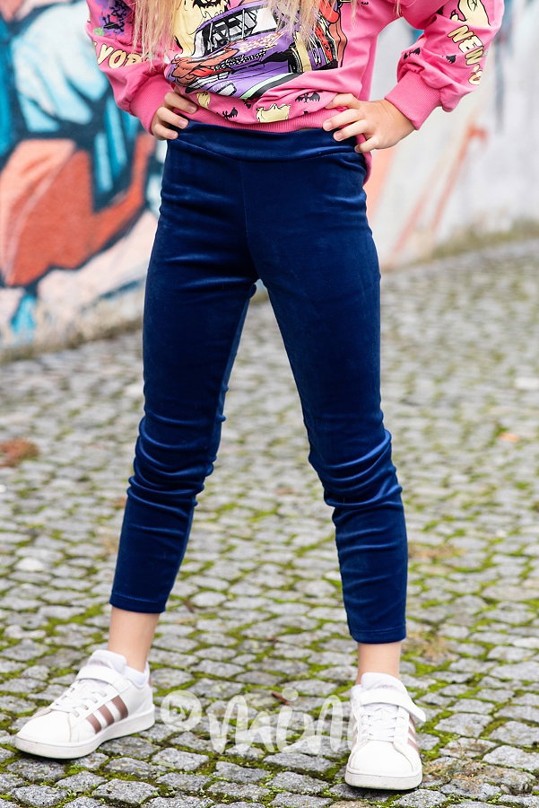 Podzimní teplé velur legíny royal blue