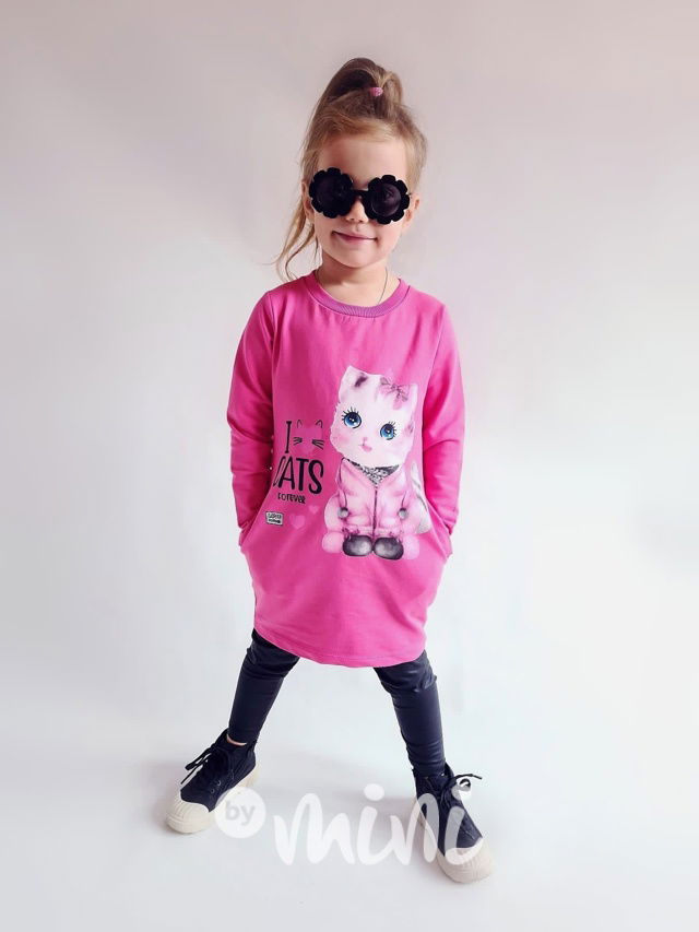 LOVE CATS asymetrická tunika malinová