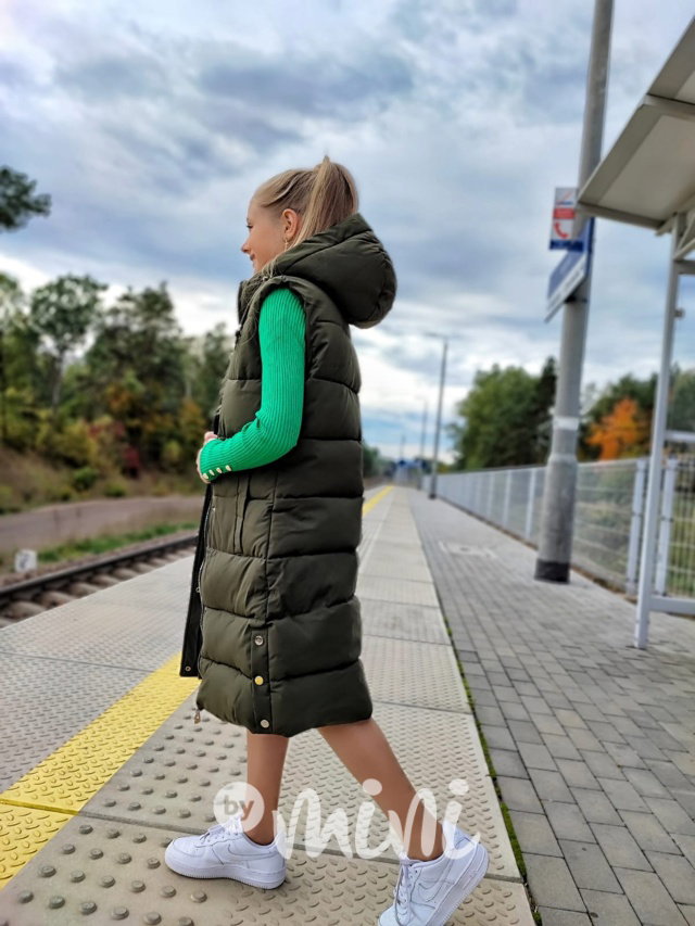 Zimní ultra long vesta khaki