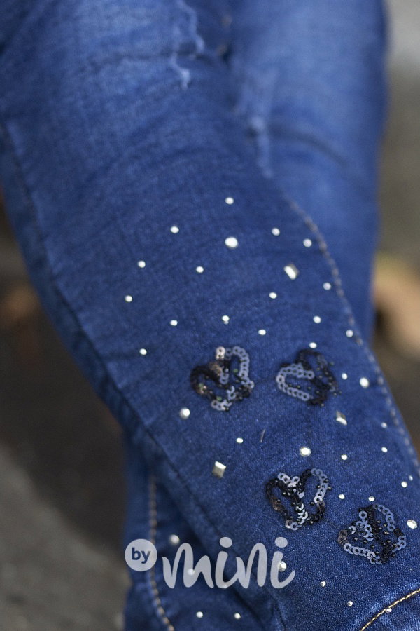 SUPER THERMO stretch jeansy s flitry blue