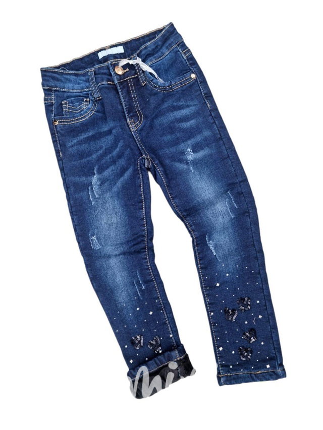SUPER THERMO stretch jeansy s flitry blue