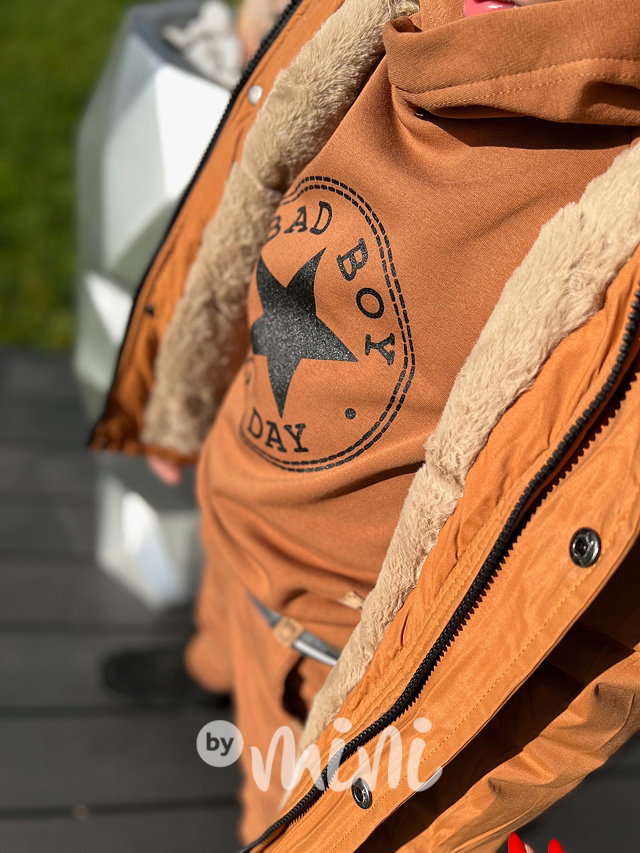 Zimní parka s kožíškem mustard
